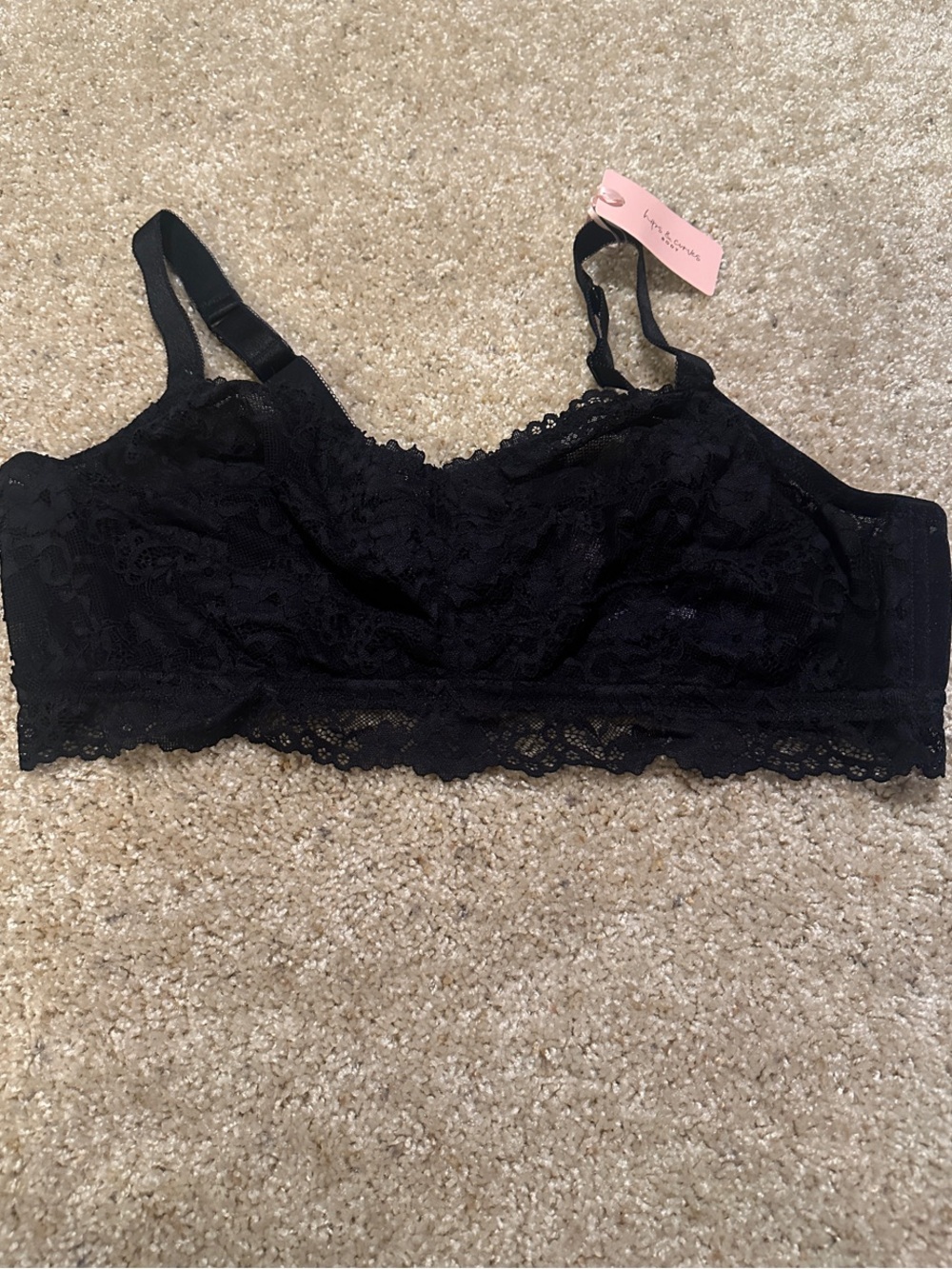 Black Lace Bralette with Scalloped Trim - Women Intimates & Sleepwear